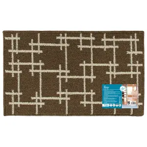 JVL Vector Machine Washable Latex Backed Doormat, 50x80cm, Brown