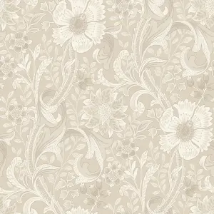 Grandeco Boutique Traditional Floral Trail PVC-free Eco Wallpaper, Neutral Beige