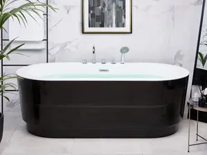 Freestanding Bath with Fixtures 1700 x 800 mm Black EMPRESA