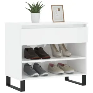 Berkfield Shoe Cabinet High Gloss White 70x36x60 cm Engineered Wood