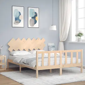 Berkfield Bed Frame with Headboard King Size Solid Wood