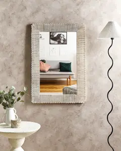 Beliani Mediterranean Wall Mirror BAUGY Wood White