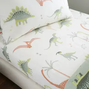 Chapter B Bedroom Dinosaur Single Fitted Sheet 25cm Depth Natural