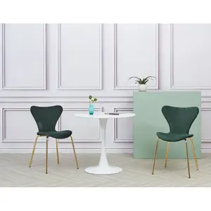 4 Doreen Velvet Upholstered Dining Chair with Black Metal Legs (Set of 4) Green / Gold