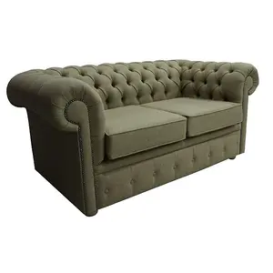 Chesterfield Original Arnold 2 Seater Sofa Glamis Opal Green Tweed Wool In Classic Style