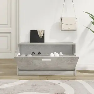 Berkfield Shoe Bench Concrete Grey 80x24x45 cm Engineered Wood