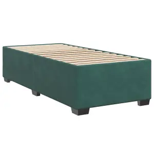 Berkfield Box Spring Bed with Mattress Dark Green 90x190 cm Velvet