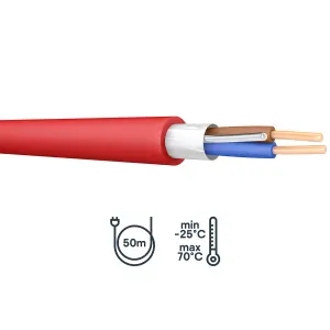 Prysmian FP200 Red 2 core Fire resistant cable, 1.5mm² x 50m