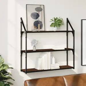 3 Piece Floating Shelf Brown Oak / 78.5 cm H x 31.5 cm W x 21 cm D