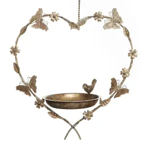 Vintage Style Butterfly Hanging Heart Outdoor Garden Decor Bird Feeder