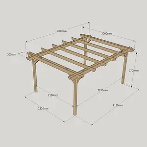 Double Garden Pergola - Wood - L300 x W480 x H270 cm - Light Green