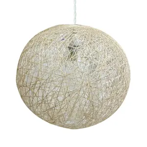 First Choice Lighting Set of 2 Abaca Natural 14" Globe Ceiling Light Shades