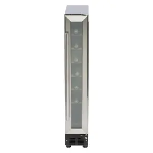 SIA WC15SS 150mm / 15cm Stainless Steel Under Counter LED 7 Bottle Wine Fridge Drinks Cooler