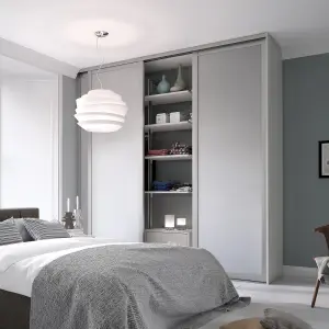 Contemporary Shaker Matt dove grey 3 door Sliding Wardrobe Door kit (H)2260mm (W)2592mm