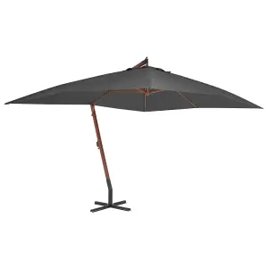 Berkfield Cantilever Umbrella with Wooden Pole 400x300 cm Anthracite