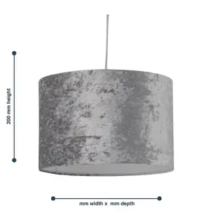 First Choice Lighting Grey Crushed Velvet 30cm Pendant Lightshade