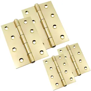 AFIT Steel Brass Plated 1838 Butt Hinges - Fixed Pin Pattern - 102 x 67 x 2mm - Pack of 2