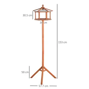 PawHut Bird Table Wooden Feeding Station with Stand for Garden Wooden 153cm