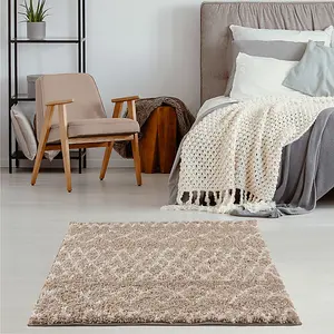 Moroccan Beige Shaggy Living Room Rug 920