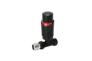 Straight Thermostatic Radiator valve & lockshield(Black) Buy 1 set get 2 sets