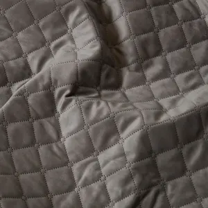 Homescapes Diamond Quilted Grey Velvet Throw