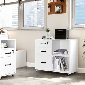 203.2cm Wide 3 -Drawer Mobile File Cabinet White