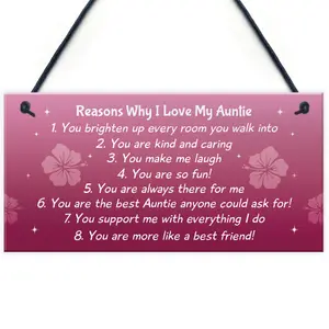 Reasons Why I Love My Auntie Hanging Plaque Auntie Birthday Christmas Gift For Her