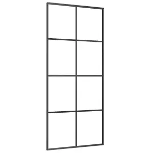 Berkfield Sliding Door Black 90x205 cm ESG Glass and Aluminium