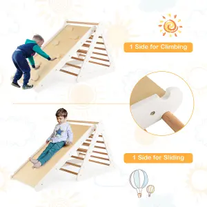 Costway 3 in 1 Toddler Climbing Toy Set Wooden Climber Log Bridge Kids Activity Center