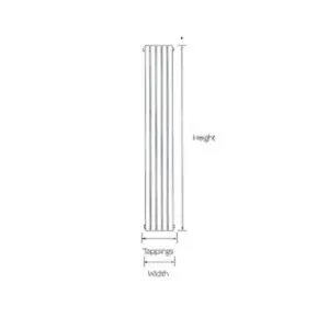 1800mm (H) x 240mm (W) - Vertical Bathroom Flat Radiator (Cambridge) - (1.8m x 0.24m)