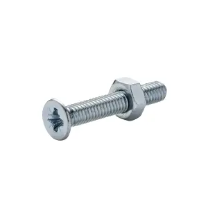 Diall M4 Pozidriv Countersunk Zinc-plated Carbon steel Machine screw & nut (Dia)4mm (L)25mm, Pack of 20