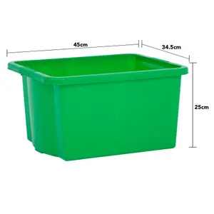 Wham 4x Stack & Store 35L Green Plastic Storage Boxes. Home, Office, Classroom, Playroom, Toys, Books. L48 x W38 x H26cm