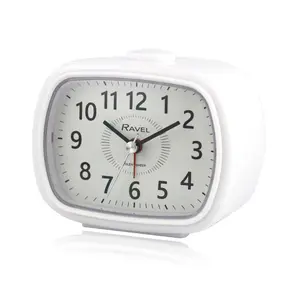 Analogue Quartz Movement / Crystal Alarm Tabletop Clock White