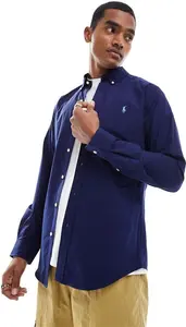 Polo Ralph Lauren Player Logo Slim Fit Poplin Shirt Button-Down In Navy - Navy (Size: S)