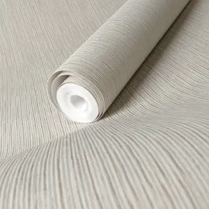 Galerie Feel Beige Metallic Curtain Stripe Wallpaper Roll