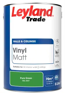 Leyland Trade Vinyl Matt Walls & Ceilings Emulsion Paint Pure Green (RAL 6037) 5L