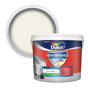 Dulux Weathershield Jasmine white Smooth Matt Masonry paint, 10L