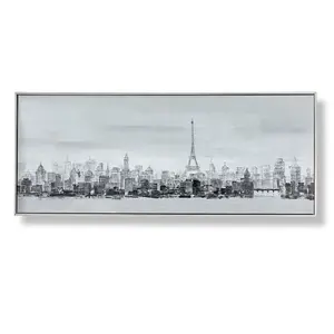 Bonne Nuit Paris Cityscape Framed Printed Canvas