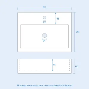 Nes Home 335 x 295mm Cloakroom Rectangle Counter Top Basin Sink