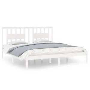 Berkfield Bed Frame White Solid Wood 180x200 cm 6FT Super King