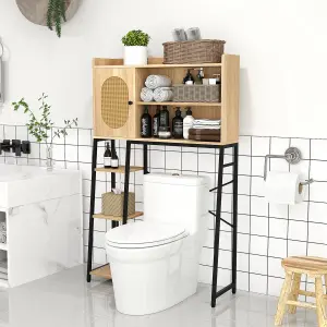 COSTWAY Over The Toilet Storage Cabinet w/Anti-tipping Devices Bathroom Organizer Shelves Toilet Rack