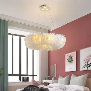 Modern White Chic Fluffy Feather Chandelier Ceiling Pendant Light Shade Dia 50cm