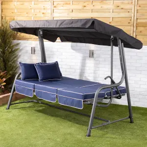 Alfresia Turin Reclining Swing Seat with Navy Blue Luxury Cushions