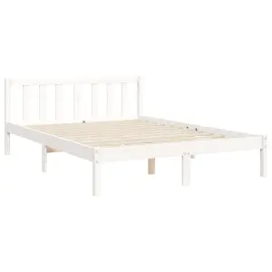 Berkfield Bed Frame with Headboard White 140x190 cm Solid Wood