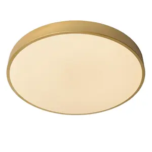 Lucide Unar Modern Flush Ceiling Light 49.5cm- LED Dim. - 1x36W 2700K - 3 StepDim - Matt Gold, Brass