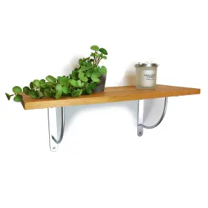 Solid Pine Rustical Shelf Light Oak with LUK05 Bracket 25x100cm