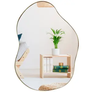 Costway Irregular Wall Mirror W/ Metal Frame Bathroom Asymmetrical Mirror Decorative Vanity Mirror