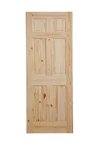 Fortia Knotty 6 panel Unglazed Victorian Natural Pine veneer Internal Timber Door, (H)2032mm (W)813mm (T)35mm