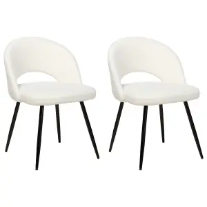 Set of 2 Dining Chairs ONAGA Boucle White