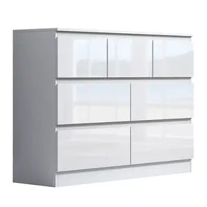 Large 7 Drawer Merchant Chest Sideboard Chest Of Drawers High Gloss White